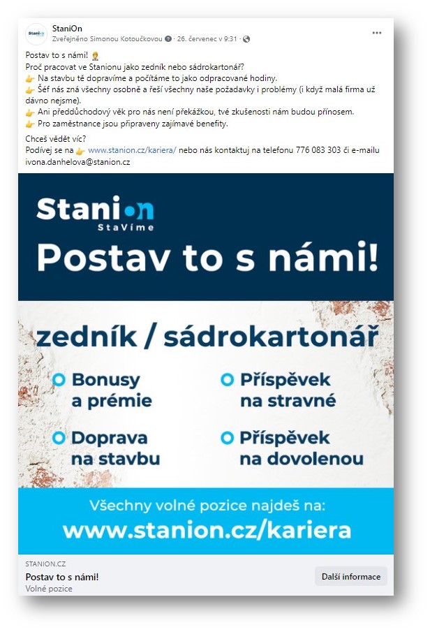 ukázka náborové kampaně