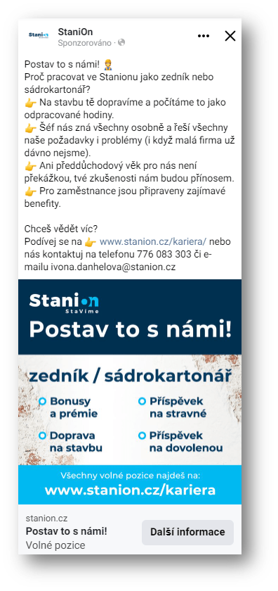 ukázka náborové kampaně